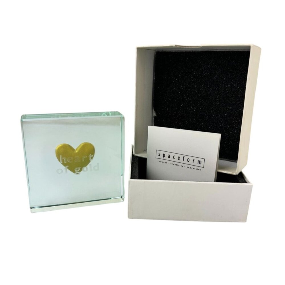 Spaceform London Glass Paperweight HEART OF GOLD Love Friendship Thank You Gift